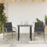 Maison Exclusive - Ensemble de bistro 3 pièces avec coussins, polyrotin gris clair
