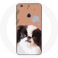 Maniacase Hoesje voor Huawei P8 Lite 2017 Japanse spaniël zwart-wit hondenras