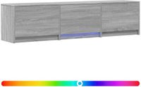 vidaXL meuble TV avec éclairage LED, 165x34x40 cm, gris Sonoma, panneaux de particules