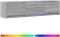 vidaXL meuble TV avec éclairage LED, 165x34x40 cm, gris Sonoma, panneaux de particules