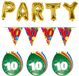 Folat Verjaardag Feestversiering 10 Jaar PARTY Letters en 16x Ballonnen met 2x Plastic Vlaggetjes