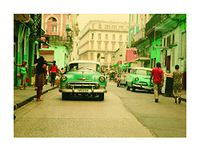 Komar Muurafbeelding | Cuba Rush | Poster, Afbeelding, Woonkamer, slaapkamer, Decoratie, Kunstdruk, Oldtimer, Cadillac, kleurrijk | zonder lijst | P122C-40x30 | Grootte: 40 x 30 cm