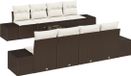 vidaXL Banc de jardin ensemble marron et crème poly rotin