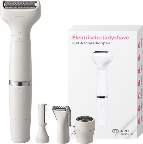Nuvance Ladyshave - 4 Opzetstukken - Epileerapparaat Dames - Ladyshaves voor Vrouwen - Draadloos - Wit