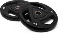 PH Fitness Premium Olympische Rubberen Halterschijf 20KG Set - Tri Grip Plates - 50 mm - Zwart - 2 STUKS