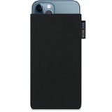 Adore June Klassieke zwarte hoes, compatibel met iPhone 13 / iPhone 13 Pro/iPhone 12 / iPhone 12 Pro, telefoonhoes van duurzaam Cordura-stof met display-reinigingseffect, Made in Europe