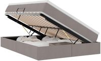 vidaXL Opslag bed met matras Taupe 140 x 200 cm Polyester