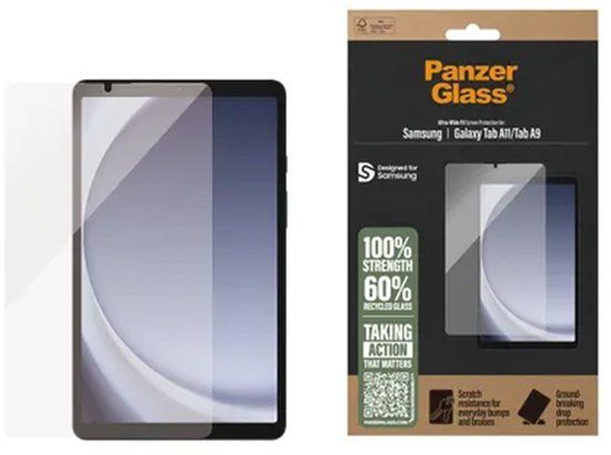 PanzerGlass Ultra Wide Fit Screenprotector geschikt voor Samsung Galaxy Tab A11 / A9 8.7 inch