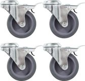 vidaXL 12 stuks zwenkwielen met boutgaten 75 mm metaal grijs inclusief rem