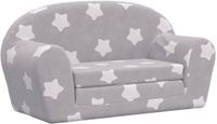 vidaXL - Kinderslaapbank - 2-zits - met - sterren - zacht - pluche - lichtgrijs