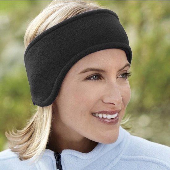 Panda - Comfort Fleece Oorwarmer Band - Hoofdband Winter - Dames / Heren Zwart