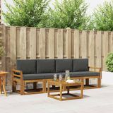 vidaXL Acacia Hout Bank Loungeset 4 Zitplekken Natuurlijk en Antraciet