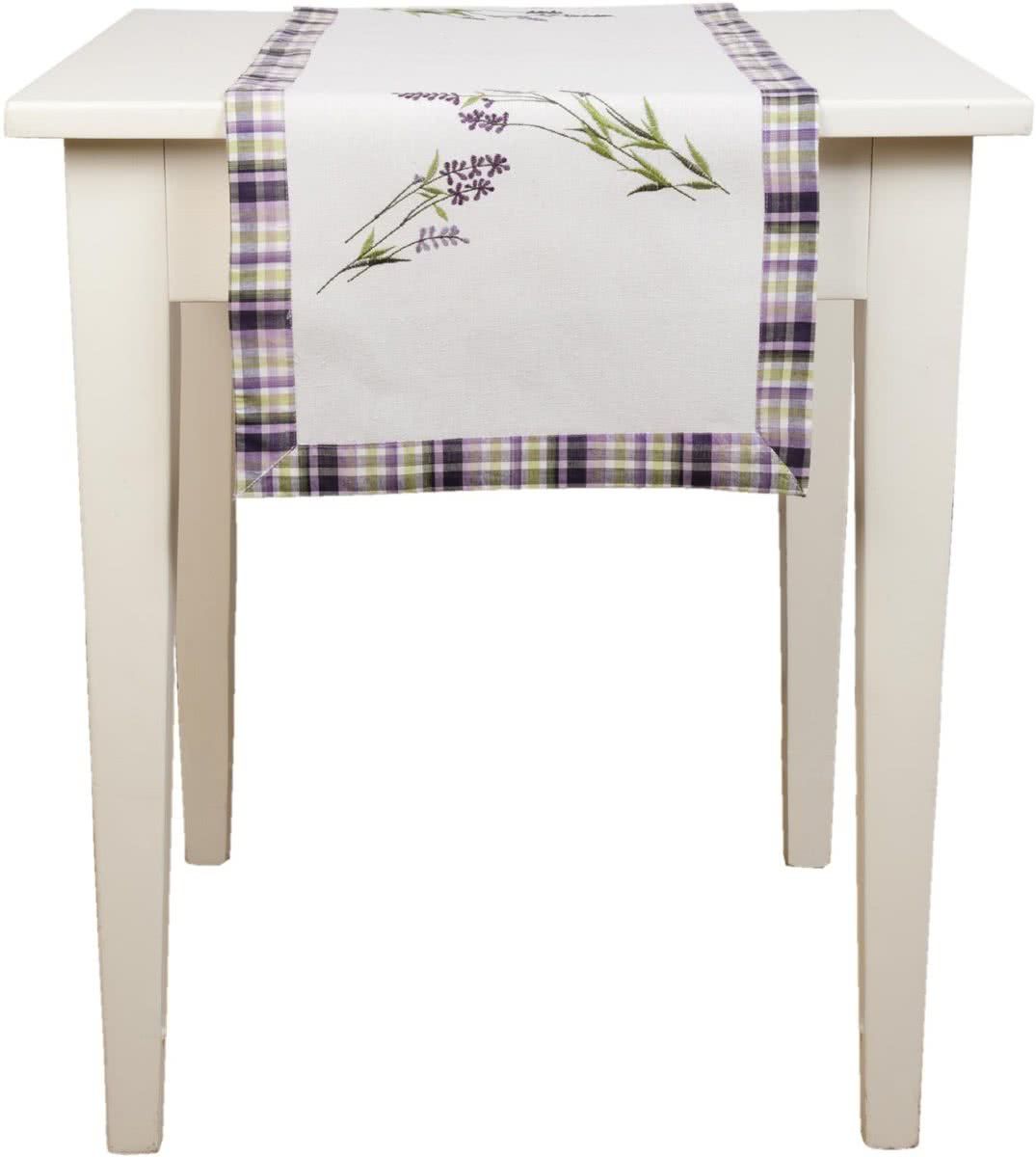 Clayre & Eef S004.065 - Tafelloper 40 x 120 aubergine gras tuin