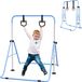 Barre de gymnastique pour enfants - Barre inclinable - Hauteur réglable en 5 positions - Avec anneaux - Pliable - Cadre en acier - Pour usage domestique - Bleu