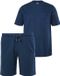 JP 1880 - Heren - Pyjama thuispak seersucker-jersey T-shirt - Navy blauw - Maat XL