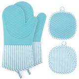 AiQInu Siliconen bakhandschoenen, ovenhandschoen voor de keuken, siliconen bakhandschoenen, ovenwanten voor de oven om te koken, bakken en grillen