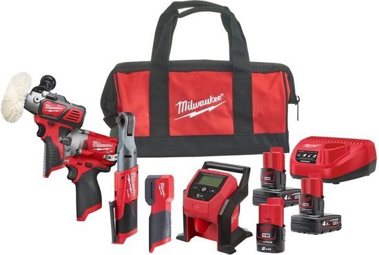 Milwaukee M12 FPP5A-423B Powerpack 5-delig 12V 2.0 / 4.0Ah in Gereedschapstas - 4933492514