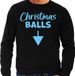 Bellatio Decorations Foute Kersttrui voor heren - Christmas balls - zwart - glitter blauw - Kerstfeest XXL