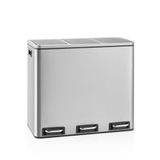 hjh OFFICE Afvalverzamelaar / afvalscheidingssysteem Clean 9 - 54L (3x18L) roestvrij staal zilver