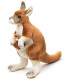 Uni-Toys Kangoeroe met baby (aangenaaid), staand - 23 cm (hoogte) - pluche dier, knuffeldier