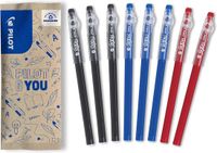 PILOT - Set van 8 FriXion Ball Stick - Uitwisbare pen - 3 blauw, 3 zwart, 2 rood - Medium punt