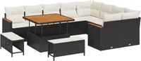 vidaXL Banc de jardin 12 pièces Poly rotin noir