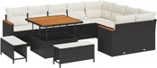 vidaXL Tuinbank Set 12-delig Zwart Poly Rattan