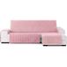 ECOMMERC3 Chaise longue bankovertrek met elastische elastieken voor chaise longue, links/rechts - chaise bankhoes in wit/roze, verstelbaar en veelzijdig voor Chaise Longue-banken, volledige