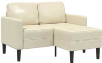 vidaXL 2-zitsbank met ligstoel L-vormig crèmekleurig 125 cm kunstleer