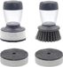 Unyqoos® Set de 2 brosses à vaisselle multifonctionnelles avec bouton doseur et brosses de rechange, poignées en plastique robustes – Distributeur de savon pour vaisselle, casseroles et marmites