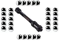 cyclingcolors Achterwielas voor fiets, 10 mm x 136 mm met conus en zeskantmoer + 30 x kogels 6,35 mm 1/4 inch as holle naven achterwiel racefiets MTB