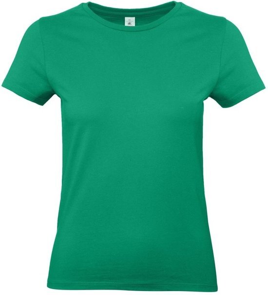 B&C Basic dames t-shirt groen met ronde hals - Groene dameskleding casual shirts 2XL (44