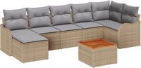 vidaXL Tuinbank Set Beige Poly Rattan 2-zits