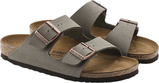 Birkenstock Arizona Slippers Senior donkergrijs Leer Unisex Maat 41