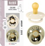 Moomin x BIBS Colour Fopspeen - 0-6 mnd - 2-pack - Rond - Ivory/Khaki