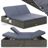 Casaria Ligbed - Tweepersoons Polyrattan 200x160cm Verstelbaar - Grijs