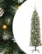 vidaXL Kunstmatige slanke kerstboom groen en wit 150 cm