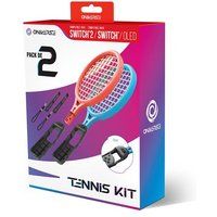Oniverse Set van 2 Tennisrackets voor Nintendo Switch 2 / Switch/OLED – Sportgames Compatibel met Mario Tennis Fever, Switch Sports, Joy-Con Accessoires met Verstelbare Bandjes – Oranje/Blauw