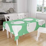Bonamaison Tafelkleed, Anti-Mold, Sneldrogend, Waterdicht, 100% Polyester Tafellaken, Petroleum Groen, Wit, 140 x 160 Cm