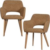 WOOOD Murat Eetkamerstoelen Houten Naturel Poot - Geel - Set van 2