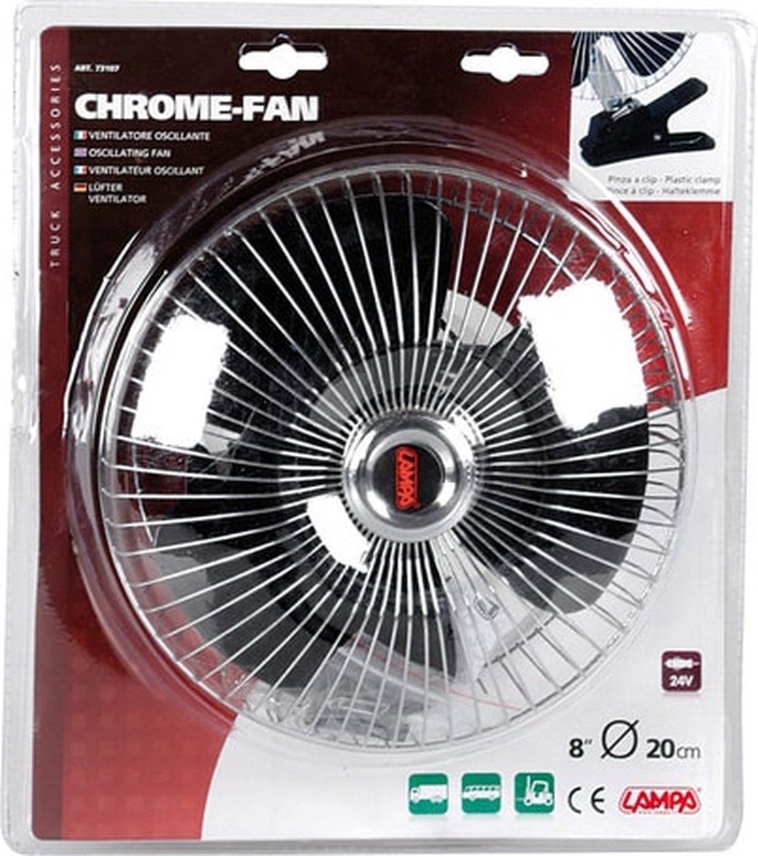 Lampa Ventilator chroom met clip 24 V, zwart