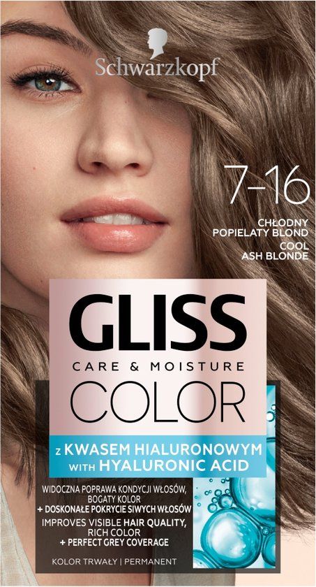Gliss Color Color Care & Moisture permanente haarverf 7-16 Cool Ash Blonde