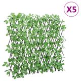 vidaXL - Kunstplant - klimop - op - latwerk - 5 - st - uittrekbaar - 180x60 - cm - groen