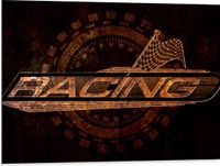 Merkloos / Sans marque Dibond - Racing Logo with Race Flag - 80x60 cm Photo on Aluminum (With Hanging System)
