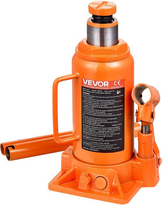 VEVOR Hydraulische Krik 12 Ton, Hefbereik 205-400 mm, Oranje
