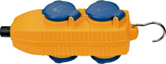 Brennenstuhl Stopcontactdozenblok - 4-voudig - 230V/16A - IP54 - Blauw/Geel