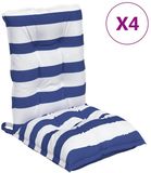 vidaXL Stoelkussens 4 stuks Lage rug gestreept Oxford stof wit en blauw