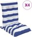 vidaXL Stoelkussens 4 stuks Lage rug gestreept Oxford stof wit en blauw