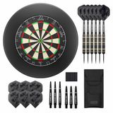 KOTO darts KOTO King Pro Editie Zwart Sisal Dartbord met Surround, 2 Sets Darts & Dartwallet