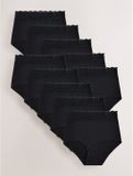 Next - Dames - Set van 10 katoenen en kanten slips met volledige bedekking - Zwart